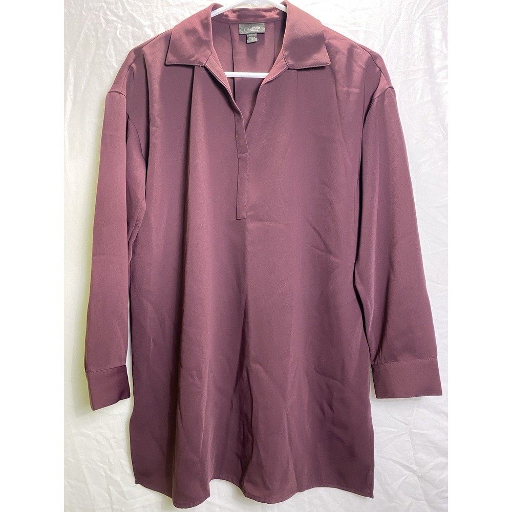 J.‎ Jill Wearever Collection Burgundy Plum V-Neck Tunic Blouse XS